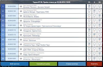 Архивный купон 1xТОТО: тираж № 28, 12 матчей и варианты П1, Х, П2