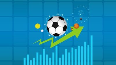 Иллюстрация анализа спортивных рынков: мяч и график