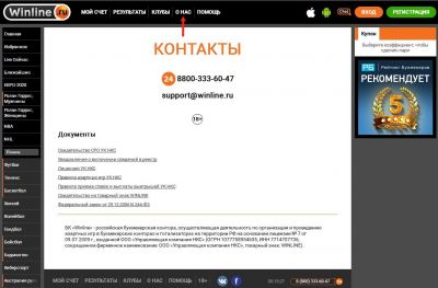 Контактная почта и телефон горячей линии в разделе О нас
