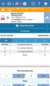 Live-пари Бетсити: статистика матча и рынки