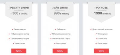 Скриншот с тарифами вариантов подписки