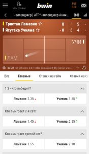Статистика матча и рынки для ставок
