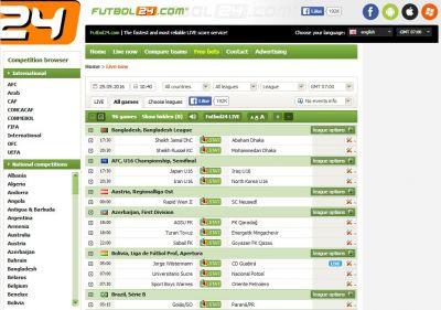 Внешний вид сайта futbol24.com