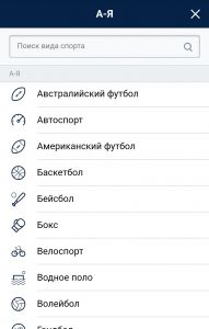 Выбор вида спорта для ставок